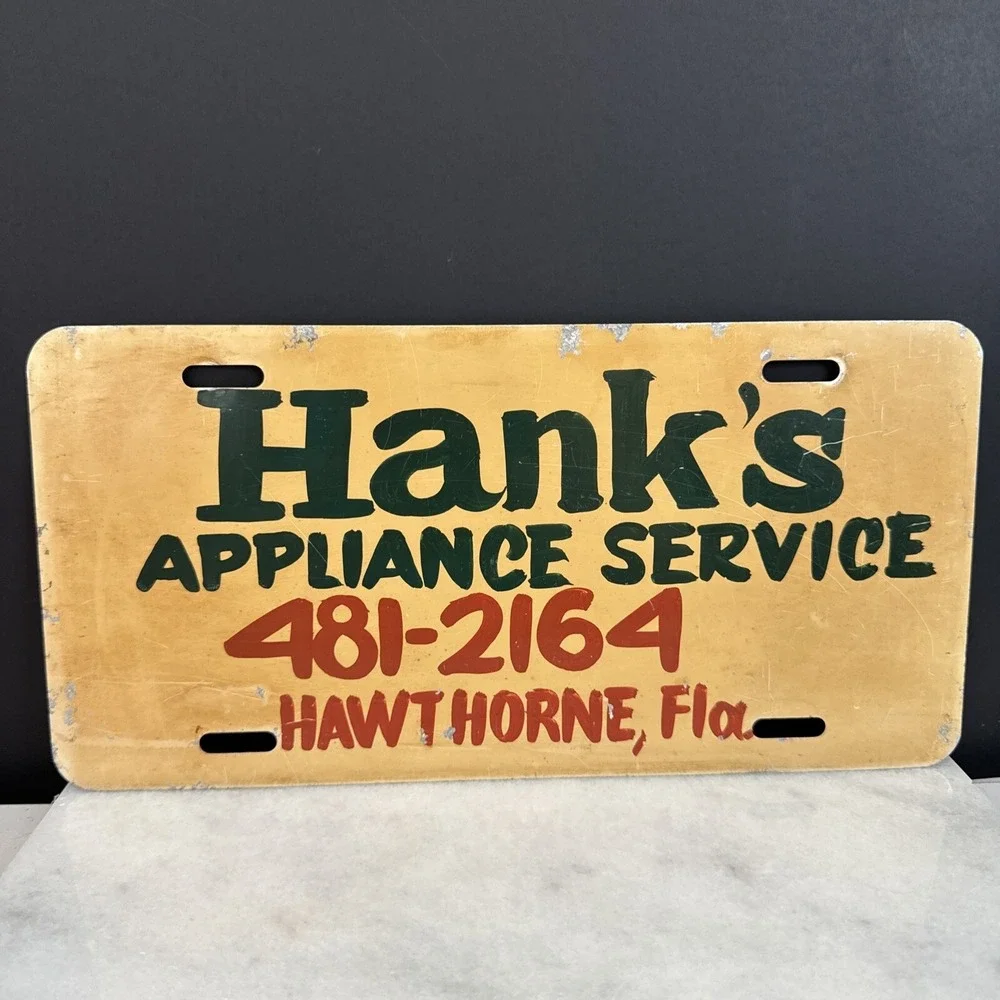 Hank's Appliance Service License plate Vintage